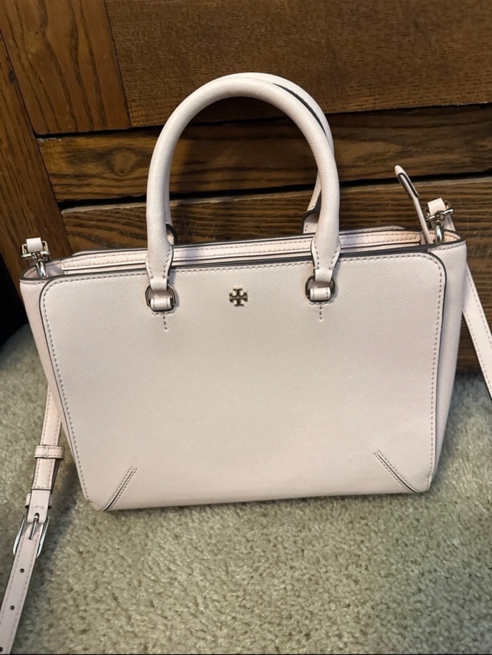 Tory Burch Pink Saffiano Leather handbag with Shoulder Strap